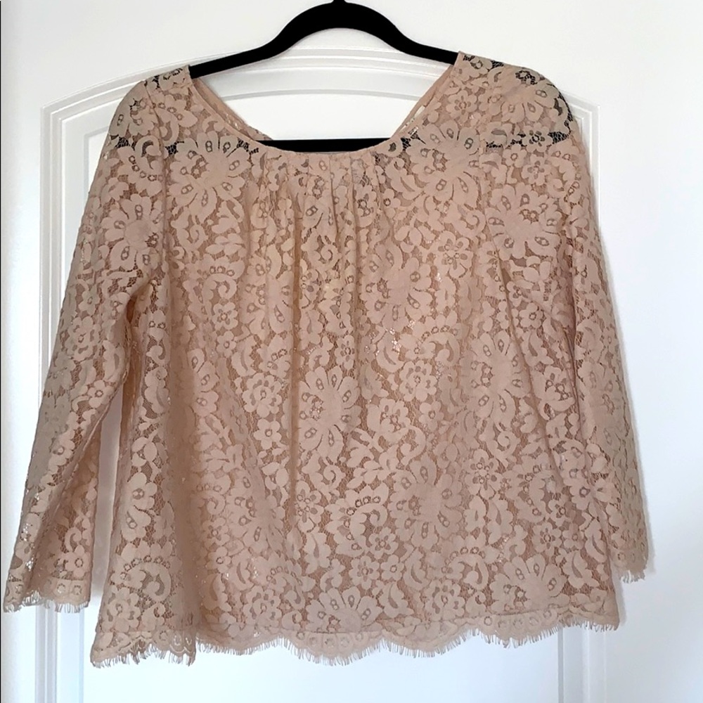 Joie light pink lace top